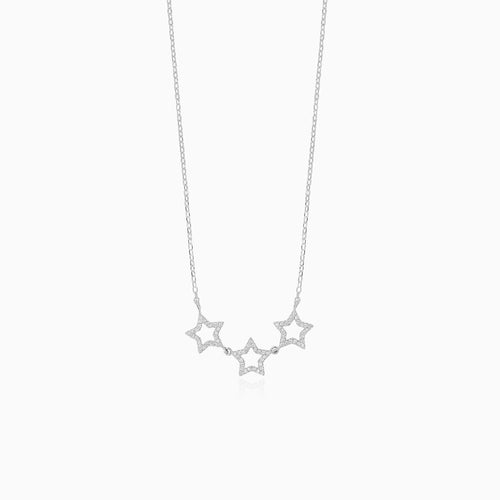 Sterling silver three stars necklace