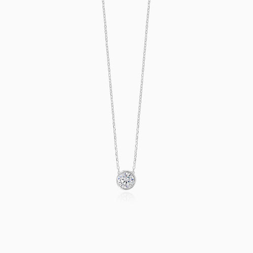 Sterling silver solitaire cubic zirconia necklace