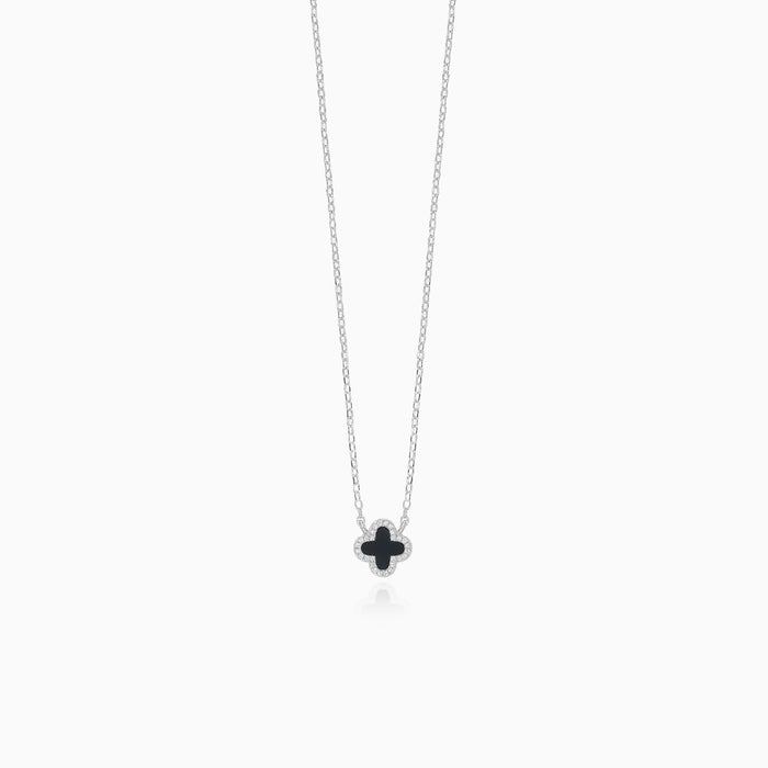 Collier en argent sterling avec trèfle en onyx