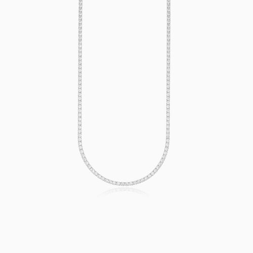 Sterling Silver 3 mm Cubic Zirconia Tennis Necklace
