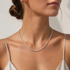 Sterling Silver 3 mm Cubic Zirconia Tennis Necklace