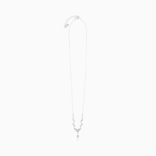 Sterling Silver Cubic Zirconia Floral Drop Necklace