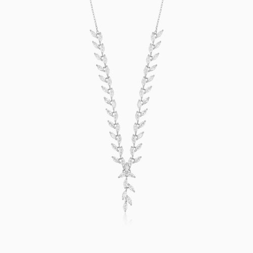 Sterling Silver Marquise Cubic Zirconia Y Necklace