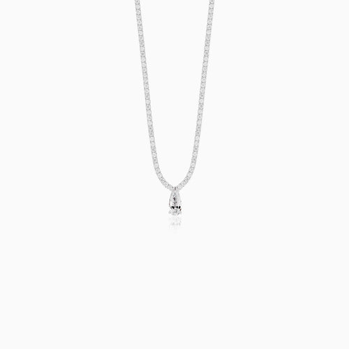 Sterling Silver Pear Drop Tennis Necklace