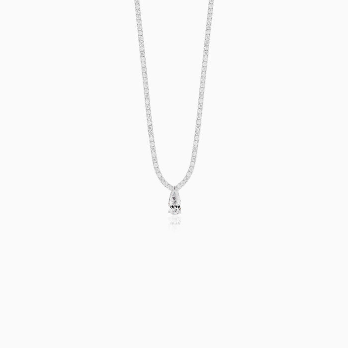 Sterling Silver Pear Drop Tennis Necklace