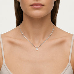 Sterling Silver Pear Drop Tennis Necklace