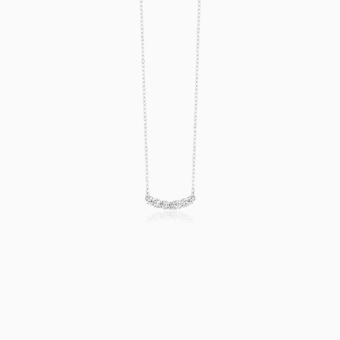 Sterling Silver Curved Cluster Necklace