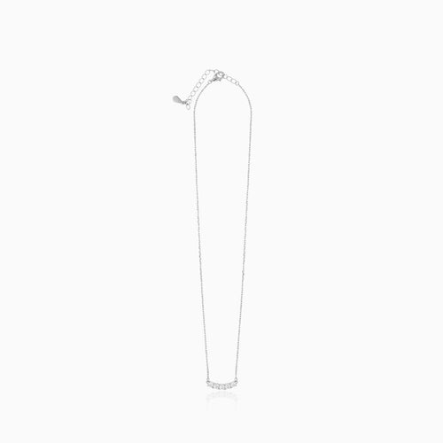 Sterling Silver Curved Cluster Necklace
