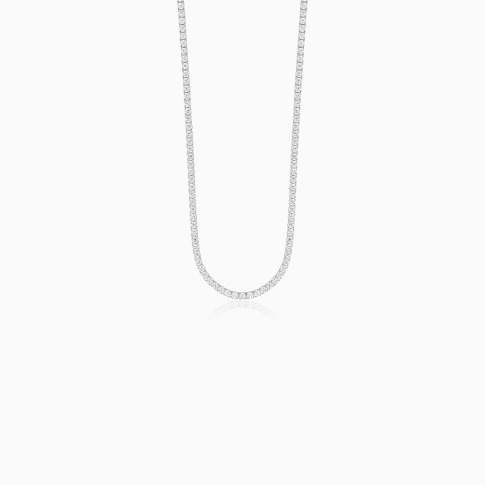 Sterling Silver Round Cubic Zirconia Tennis Necklace