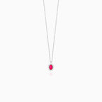 Sterling Silver Ruby Halo Necklace