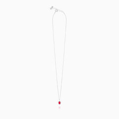 Sterling Silver Ruby Halo Necklace