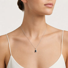 Sterling Silver Royal Onyx Pear Necklace