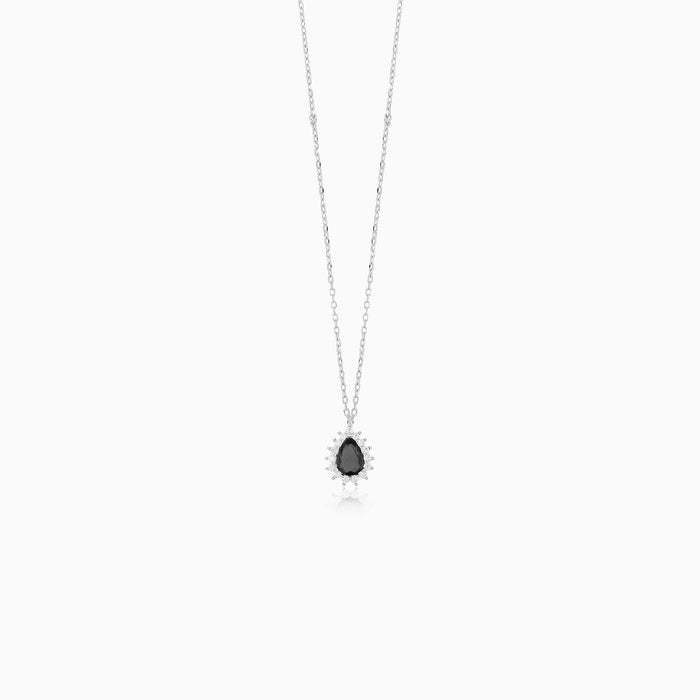 Sterling Silver Royal Onyx Pear Necklace