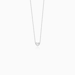 Sterling Silver Puff Heart Necklace