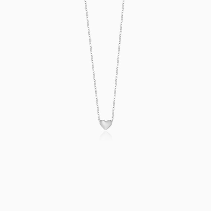 Sterling Silver Puff Heart Necklace