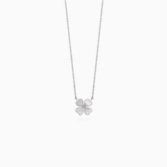 Sterling Silver Mother of Pearl Clover Necklace
