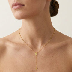 Gold Plated Silver Rosary Necklace