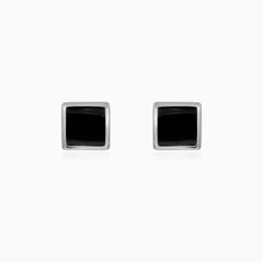 Men’s Sterling Silver Cufflinks with Square Onyx