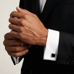 Men’s Sterling Silver Cufflinks with Square Onyx
