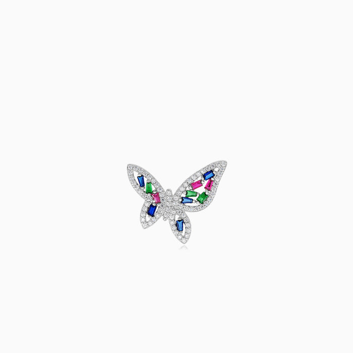 Broche de mariposa de plata de ley con piedras preciosas vibrantes