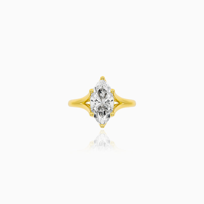 Lotos Marquise Lab Diamond Ring in Yellow Gold