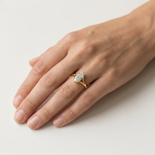 Lotos Marquise Lab Diamond Ring in Yellow Gold