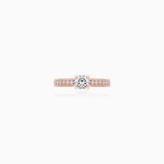 Rose Gold Pavé Solitaire Engagement Ring