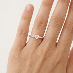 Rose Gold Pavé Solitaire Engagement Ring