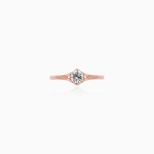 Lotus Solitaire Diamond Ring in Rose Gold