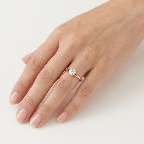 Lotus Solitaire Diamond Ring in Rose Gold