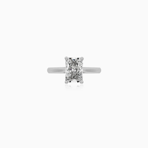 Radiant Cut Lab Grown Diamond Lotus Ring In White Gold