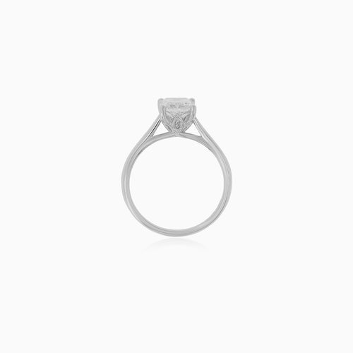 Radiant Cut Lab Grown Diamond Lotus Ring In White Gold