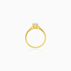 Yellow Gold Pear-Cut Lab-Grown Diamond Lotus Engagement Ring