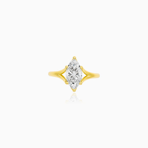 Marquise Lab-Grown Diamond Lotus Ring in Yellow Gold