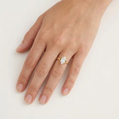 Marquise Lab-Grown Diamond Lotus Ring in Yellow Gold