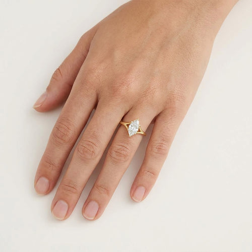 Marquise Lab-Grown Diamond Lotus Ring in Yellow Gold
