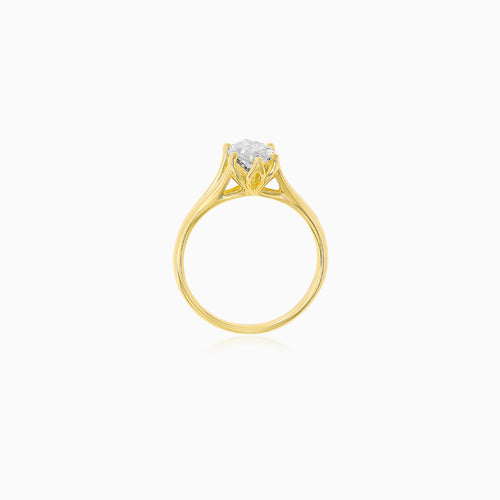 Marquise Lab-Grown Diamond Lotus Ring in Yellow Gold