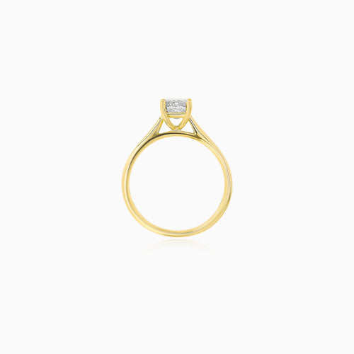 Rectangular Lab-Grown Diamond Ring in Yellow Gold