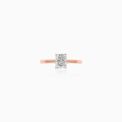 Rose Gold Rectangular Diamond Engagement Ring