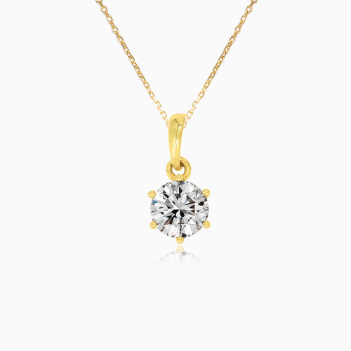 Yellow Gold Solitaire Diamond Pendant