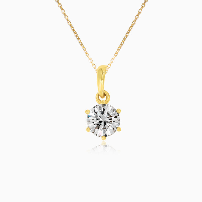 Yellow Gold Solitaire Diamond Pendant