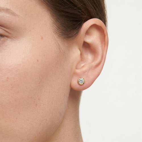Minimalistické Náušnice Ze Žlutého Zlata S Diamanty