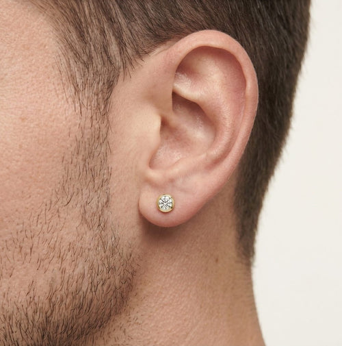 Minimalistické Náušnice Ze Žlutého Zlata S Diamanty