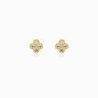 Yellow Gold Clover Diamond Stud Earrings