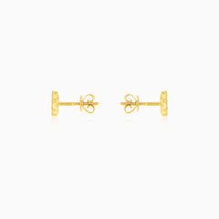 Yellow Gold Clover Diamond Stud Earrings