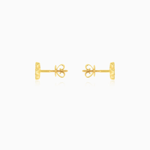 Yellow Gold Clover Diamond Stud Earrings