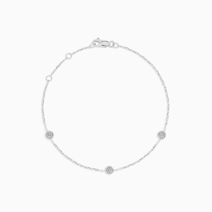 White Gold Three Diamond Station Bracelet