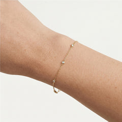 : Three Diamond Station Bracelet in 14k Yellow Gold