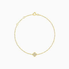 Diamond Flower Bracelet in 14k Yellow Gold