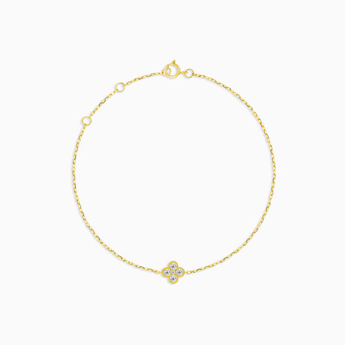 Diamond Flower Bracelet in 14k Yellow Gold